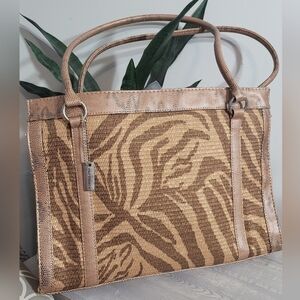 Large Straw and non-leather Tote Purse Bag by Sag Harbor